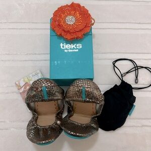 Tieks Wild Copper Leather Ballerina Foldable Flats